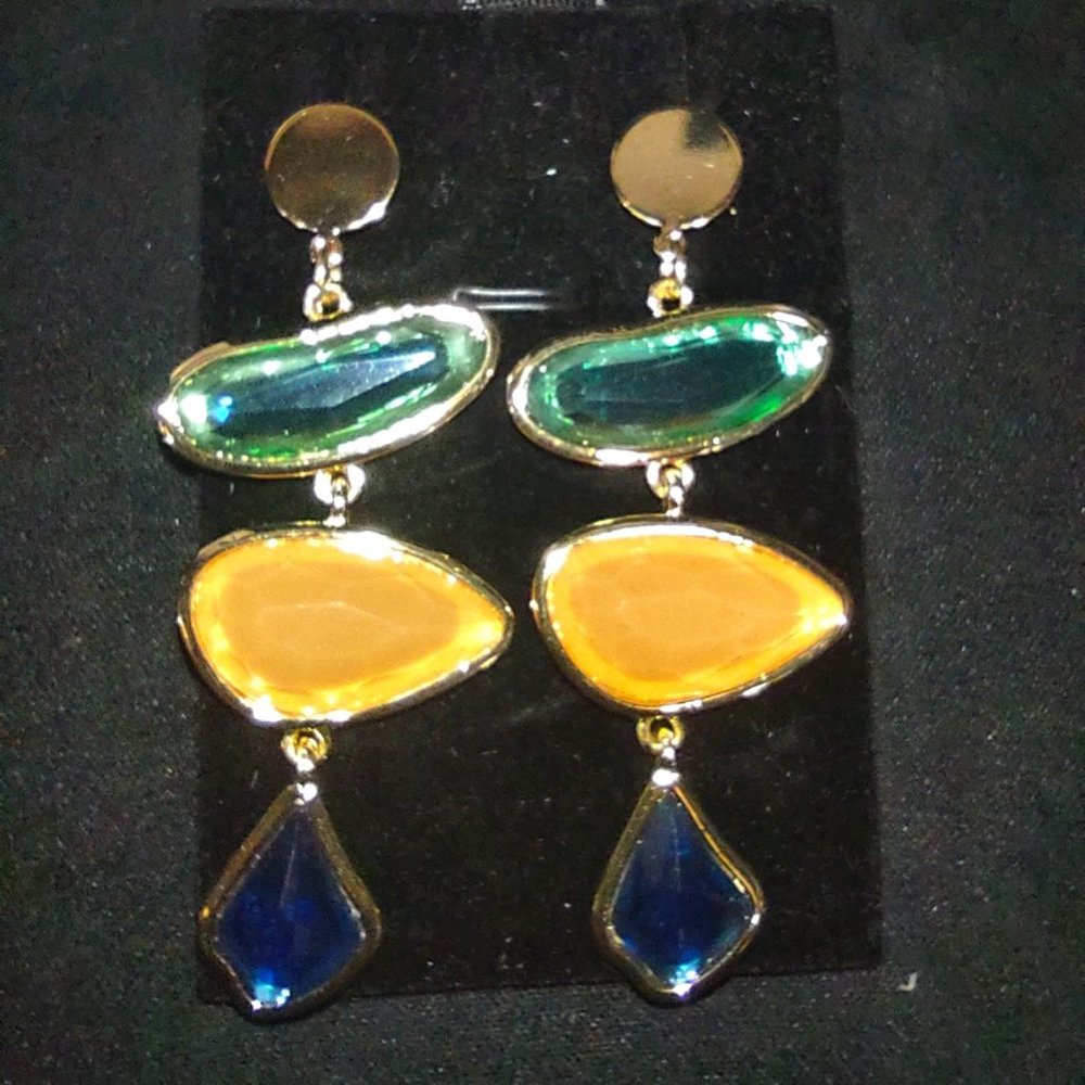 Ross-Simons Multi Gemstone Drop Earrings 18k GP